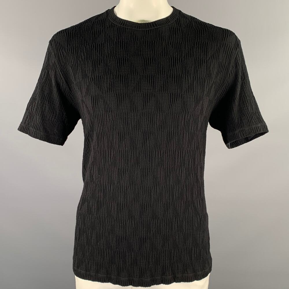 GIORGIO ARMANI Size XL Black Jacquard Viscose Blend T-shirt